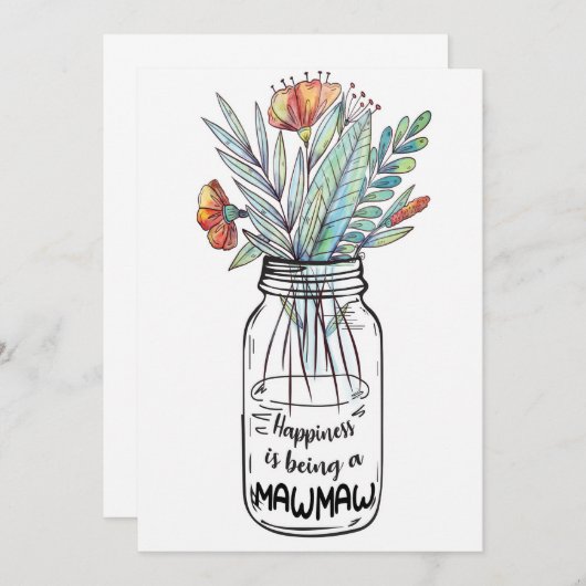 Echtgenote Kunst Geluk Is Een Mawmaw Zijn Bedankkaart (Voorkant / Achterkant)