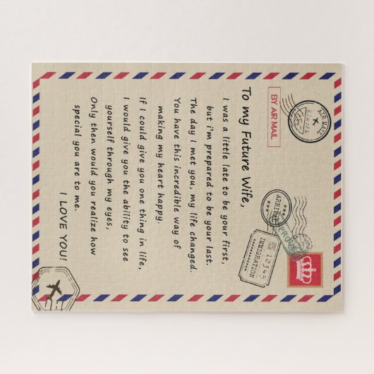 Echtgenote Liefhebbers | Aan mijn toekomstige vrou Legpuzzel (Horizontaal)