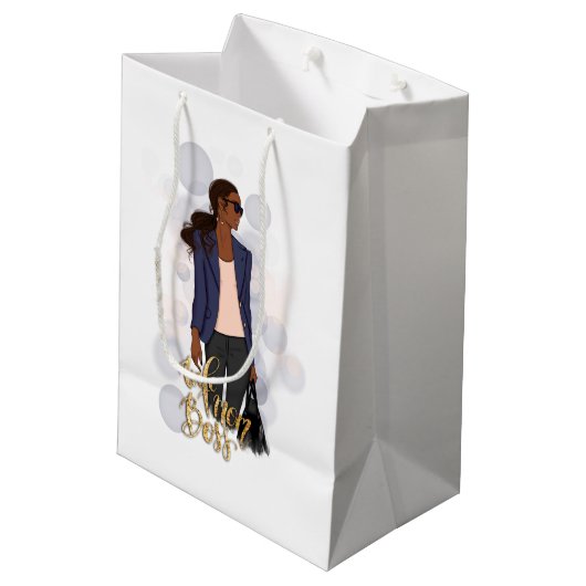 Echtgenote mam Boss | African American Lady Boss Medium Cadeauzakje (Achterkant Gekanteld)