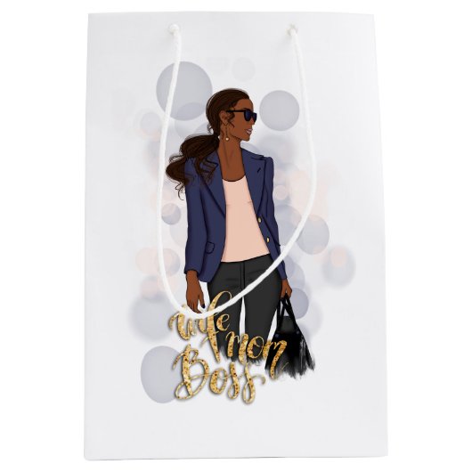 Echtgenote mam Boss | African American Lady Boss Medium Cadeauzakje (Voorkant)