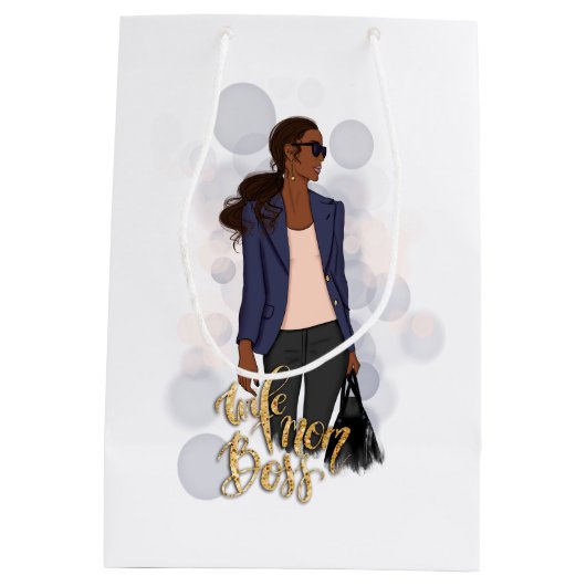 Echtgenote mam Boss | African American Lady Boss Medium Cadeauzakje (Achterkant)