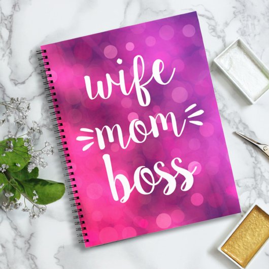Echtgenote mam Boss Babe Fun Script Typografie Hot Notitieboek