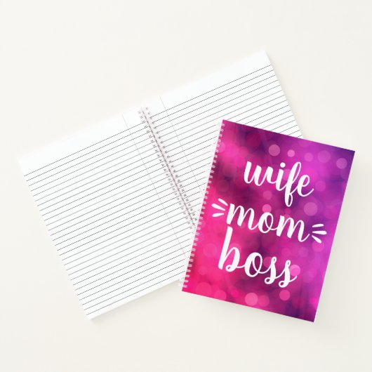 Echtgenote mam Boss Babe Fun Script Typografie Hot Notitieboek (Binnen)