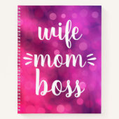 Echtgenote mam Boss Babe Fun Script Typografie Hot Notitieboek (Voorkant)