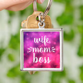Echtgenote mam Boss Babe Script Typografie op Hot Sleutelhanger