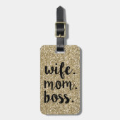 Echtgenote mam Boss Glitter Gold bagagelabel (Voorkant verticaal)