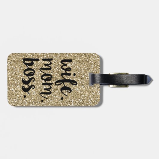 Echtgenote mam Boss Glitter Gold bagagelabel (Achterkant horizontaal)