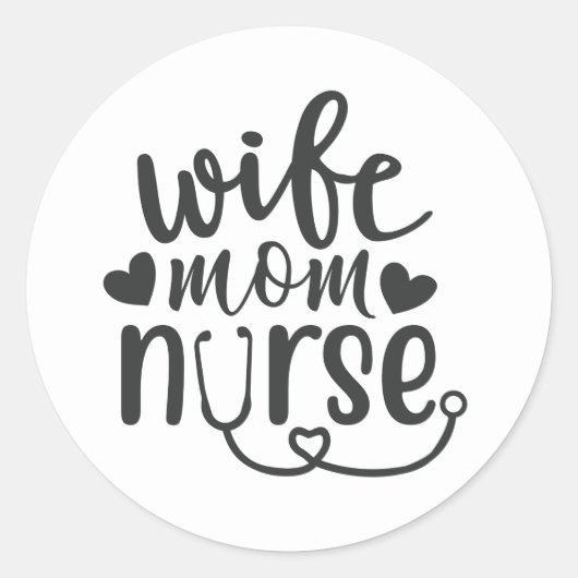 Echtgenote mam Nurse word art Ronde Sticker (Voorkant)