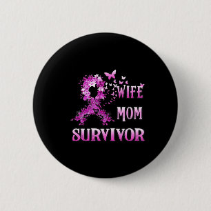 Echtgenote mam Survivor Borstkanker - Roze rib Ronde Button 5,7 Cm