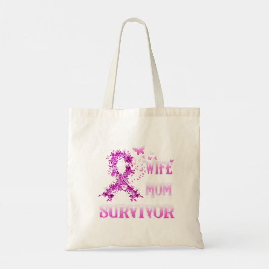 Echtgenote mam Survivor Borstkanker - Roze rib Tote Bag (Achterkant)