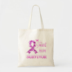 Echtgenote mam Survivor Borstkanker - Roze rib Tote Bag