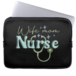 Echtgenote mam Verpleegkundige Gift for Nurse Moed Laptop Sleeve