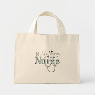 Echtgenote mam Verpleegkundige Gift for Nurse Moed Mini Tote Bag