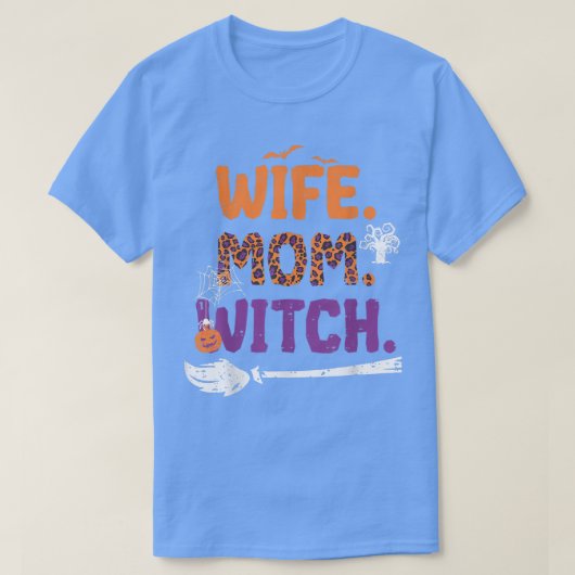 Echtgenote mam Witch Halloween Costume Leopard Bro T-shirt (Design voorkant)