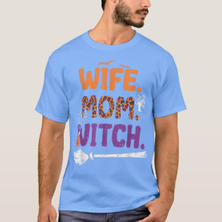 Echtgenote mam Witch Halloween Costume Leopard Bro T-shirt