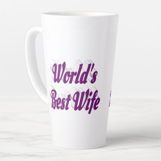 Echtgenote met paarse tekst latte mok (Linkerhoek)