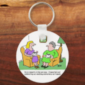 Echtgenote met vriend Discussing Husband. Funny Ca Sleutelhanger (Voorkant)