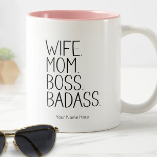 Echtgenote moeder Boss Badass Funny Gezegde Mam Hu Tweekleurige Koffiemok
