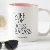 Echtgenote moeder Boss Badass Funny Gezegde Mam Hu Tweekleurige Koffiemok