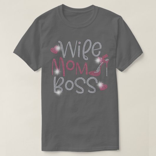Echtgenote moeder Boss Bling Rhinestone Funny Birt T-shirt (Design voorkant)