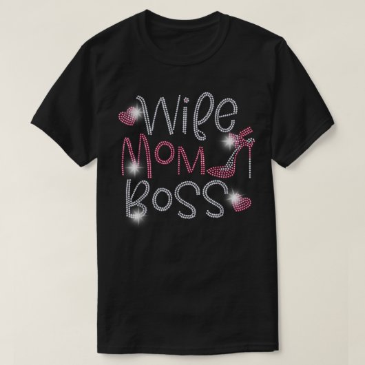 Echtgenote moeder Boss Bling Rhinestone Funny Birt T-shirt (Design voorkant)