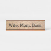 Echtgenote moeder Boss Funny Womens Bureau Naambordje (Voorkant)