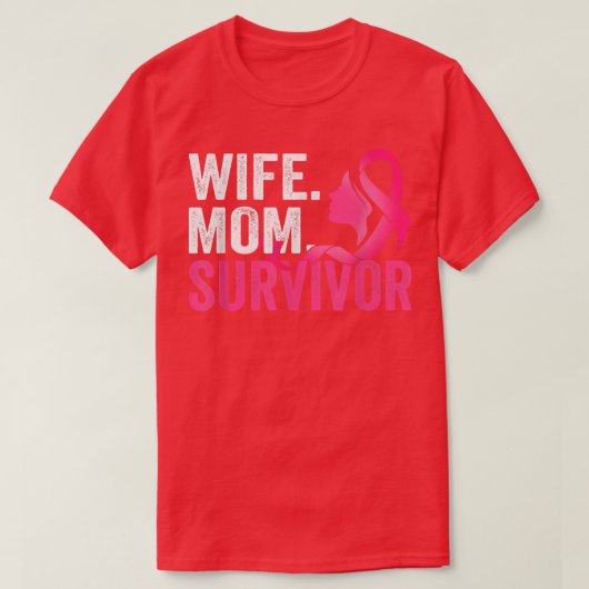 Echtgenote moeder Survivor Pink Ribbon Breast Canc T-shirt (Design voorkant)