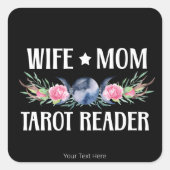 Echtgenote moeder Tarot Reader Flowers Moon Antler Vierkante Sticker (Voorkant)