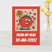 Echtgenote Schattige Jubileum Tomato Love Pun Cart Kaart (Gele Bloem)