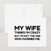 Echtgenote Thinks Crazy Gehuwd Briefkaart (Voorkant / Achterkant)