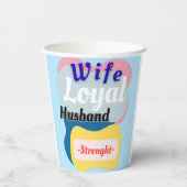 Echtgenote, trouwe echtgenoot, sterkte papieren bekers (Achterkant)