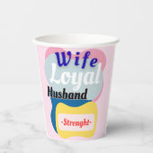 Echtgenote, trouwe echtgenoot, sterkte papieren bekers (Voorkant)