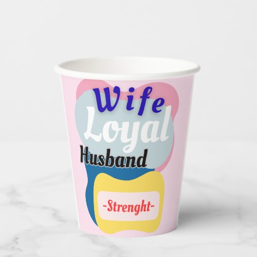 Echtgenote, trouwe echtgenoot, sterkte papieren bekers (Voorkant)