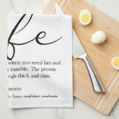 Echtgenote van de Definitie Rood Geest Zwart-wit M Theedoek (Quarter Fold)