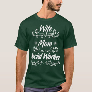 Echtgenote van mam Social Worker Floral T-shirt