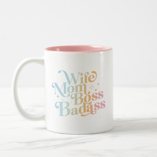 Echtgenote van moeder Boss Badass Funny Sarcastic  Tweekleurige Koffiemok (Links)