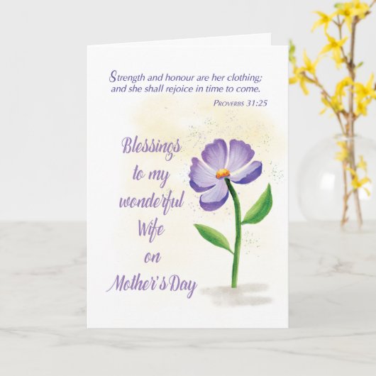 Echtgenote van Moederdag Blessenaar Violet Flower Kaart (Gele Bloem)