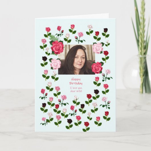 Echtgenote, Verjaardag, Rozen Kaart (Voorkant)