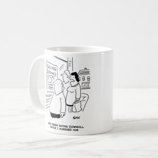 Echtgenote zegt dat de man in een bergafwaarts gaa koffiemok (Voorkant links)