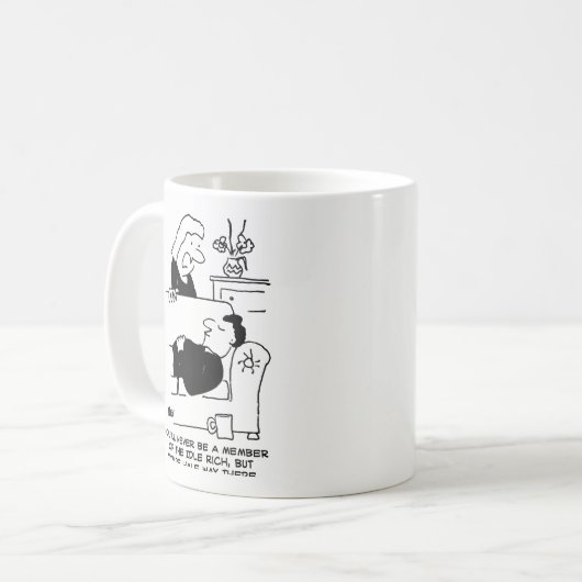 Echtgenote zegt dat hij nooit lid zal zijn van de  koffiemok (Voorkant links)