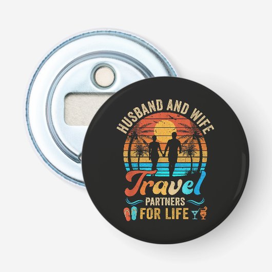 Echtgenoten Reizen Samen Lifelong Strandc Button Flesopener (Voorkant)