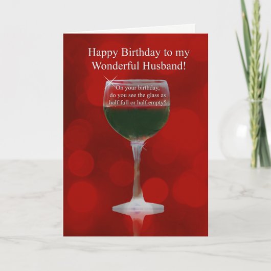 Echtgenwijnen Gedekte Happy Birthday Glass Red Win Kaart (Voorkant)