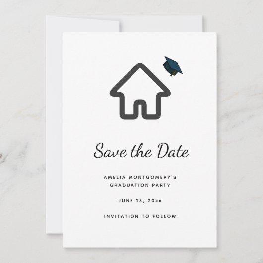 Echtgoed Architectuur Huis Icoon Afstuderen Save The Date (Voorkant)