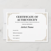 Echtheid van aangepast Gold Art Deco-certificaat Kaart (Voorkant)