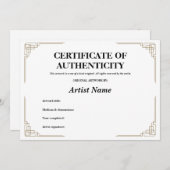 Echtheid van aangepast Gold Art Deco-certificaat Kaart (Voorkant / Achterkant)