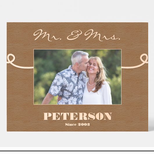 Echtpaar Mr & Mrs Gepersonaliseerde houten afbeeld Gegraveerde Lijstjes