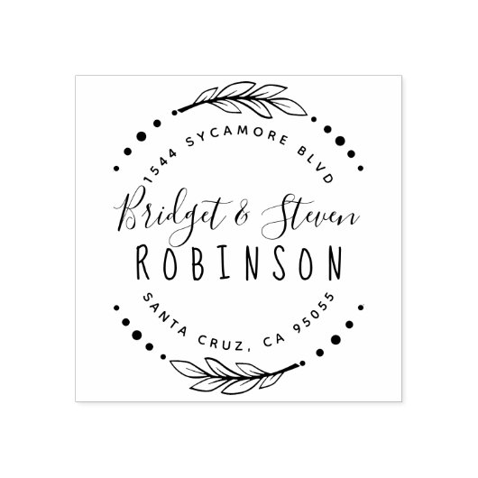 echtpaar | Teruggaveadres handgetekend script Rubberstempel (Afrduk)