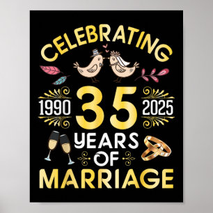 Echtpaar viert 35 jaar huwelijk vanaf 1990 poster