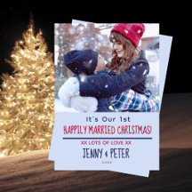 Echtpas Getrouwd 1e Kerst Foto Kaart