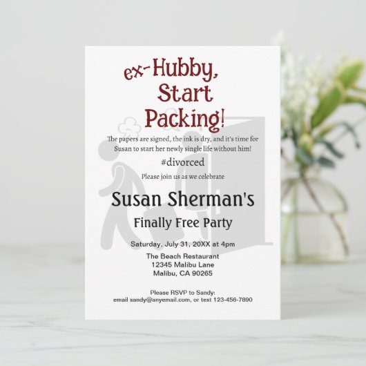 Echtscheiding Feest Viering Ex Hubby Start Verpakk Kaart (Staand voorkant)